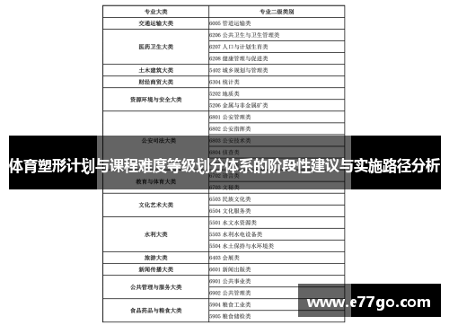 体育塑形计划与课程难度等级划分体系的阶段性建议与实施路径分析